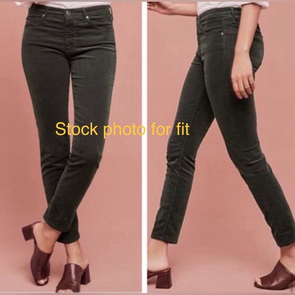 Green AG Adriano Goldschmied Women’s corduroy Stevie slim straight jeans, sz 25R - Picture 8 of 9